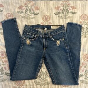 Rag & Bone Distressed Blue Skinny Jeans